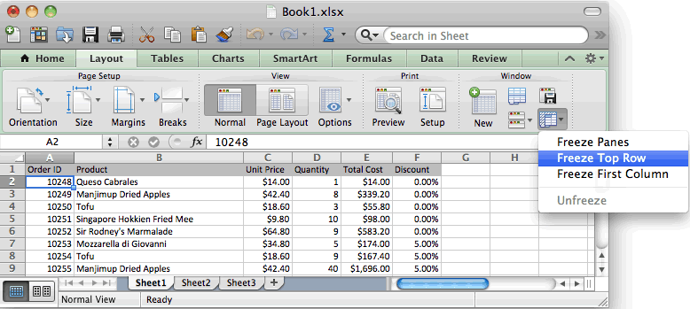 Excel For Mac Freeze Column